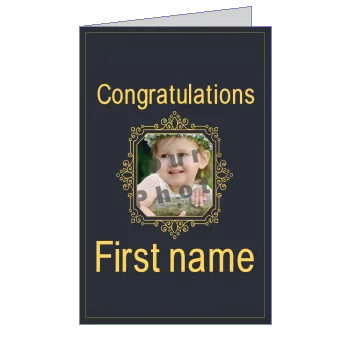 Card Congratulations Elegant Grey Orange with photo template