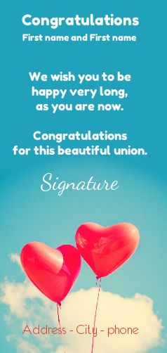 Wedding Card Congratulations Heart Blue virtual free