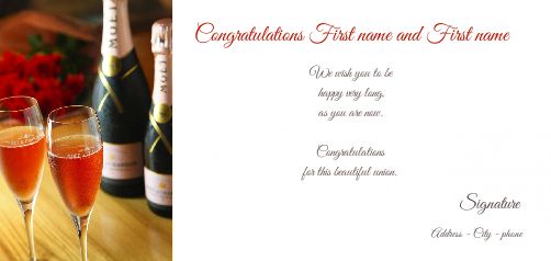 Wedding Card Congratulations Champagne Rose virtual free