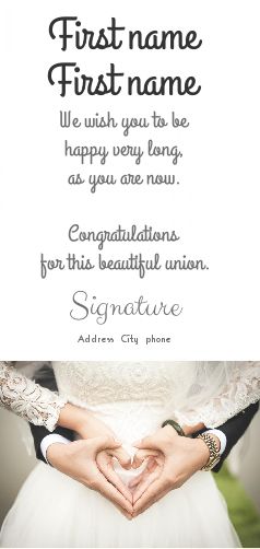Wedding Card Congratulations Heart Hand free template