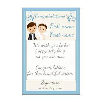 wedding card congratulations blue drawing yellow 