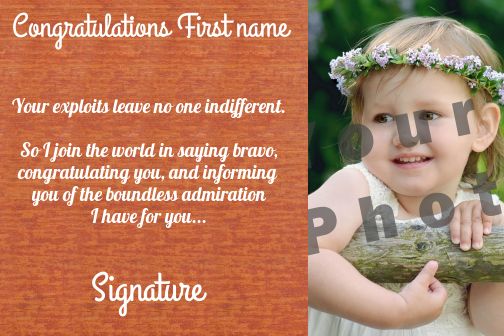 Card Congratulations Brown with photo template