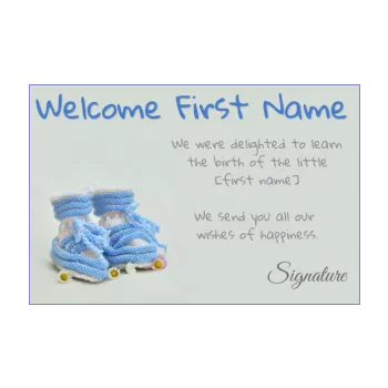 card congratulations birth baby blue shoe 