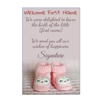 card congratulations birth baby rose girl shoe 