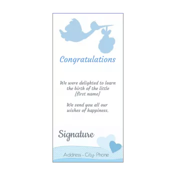 card congratulations birth heart bird baby blue animals 