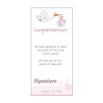 card congratulations birth heart bird baby girl rose 