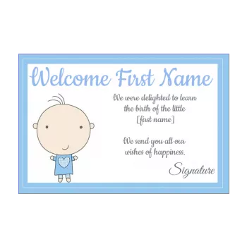 card congratulations birth baby blue boy drawing 