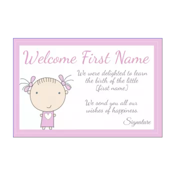 card congratulations birth baby drawing girl rose 