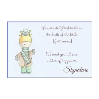 card congratulations birth baby blue drawing animals 