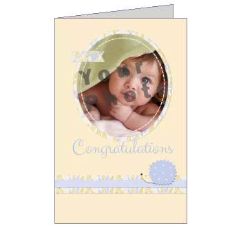 Card Congratulations Birth Baby Yellow with photo virtual