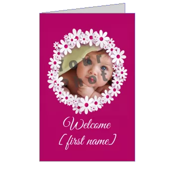 Card Congratulations Birth Baby Flower with photo template