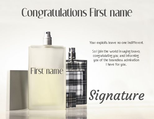 Card Congratulations Perfume Grey Man virtual