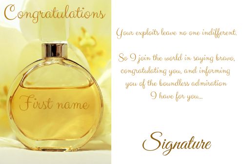 Card Congratulations Perfume Women Yellow free template