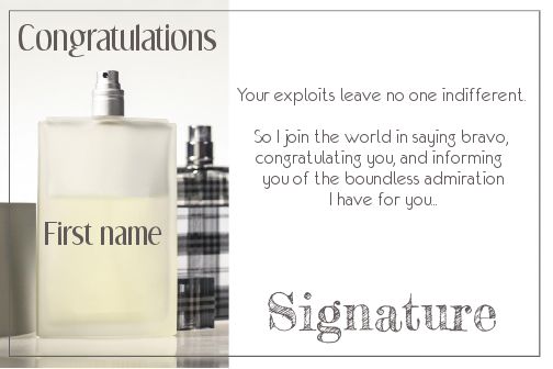Card Congratulations Perfume Grey Man free template