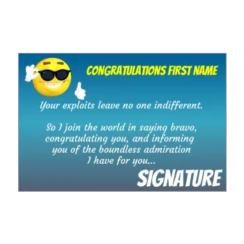 card congratulations blue smiley yellow 