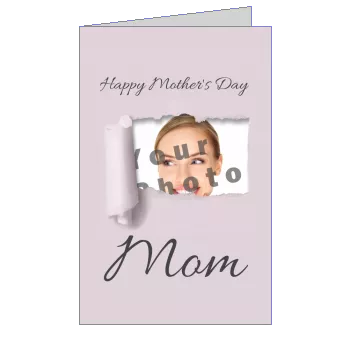 Card Mom Party Mauve Rose with photo template