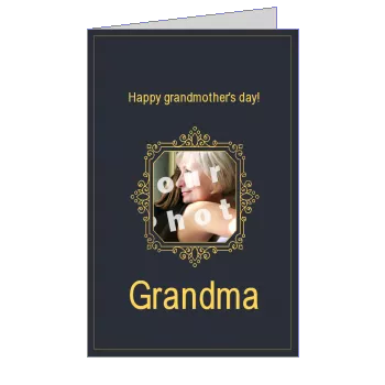Card Grandmother Party Elegant Grey with photo template