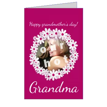 Card Grandmother Party Flower Mauve with photo template