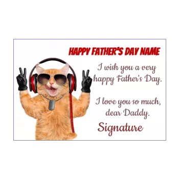 funny card dad party cat red brown 