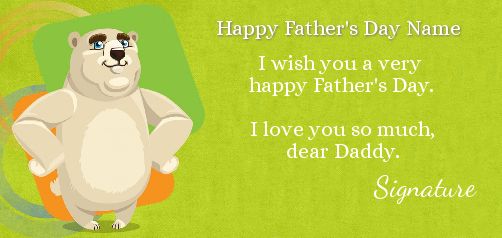 Card Dad Party Bear Green virtual free