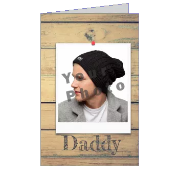 Card Dad Party Brown Wood with photo template
