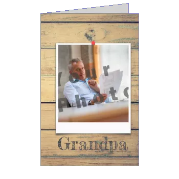 Card Grandfather Party Brown Wood with photo template