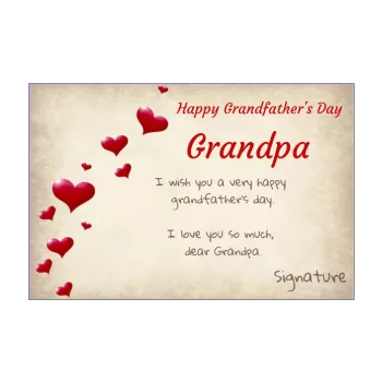 card grandfather party heart yellow red 