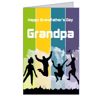 Card Grandfather Party Blue Kid with photo template