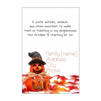 happy card invitation halloween white orange pumpkin 