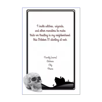 happy card invitation halloween skull black 