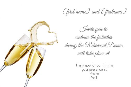 Wedding Card Invitation Dinner Champagne virtual