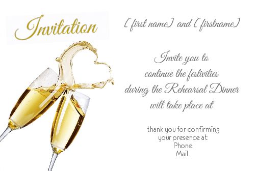 Wedding Card Invitation Dinner Champagne free template