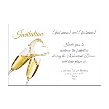 wedding card invitation dinner champagne heart white 