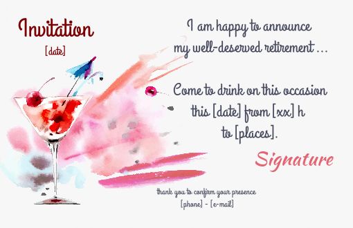 Card Invitation Retirement Party Cocktail free template