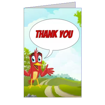 Card Thanks Bird Blue Drawing template