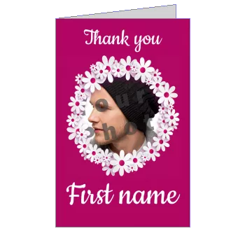 Card Thanks Flower Mauve Thank with photo template
