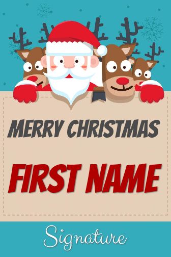Happy Card Wishes Christmas Reindeer free template