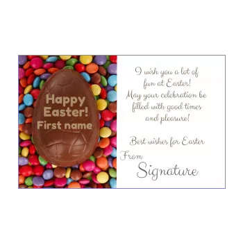 card wishes party easter chocolade brown egg 