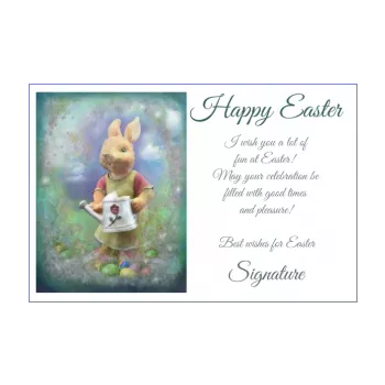 card wishes easter party drawing green rabbit 