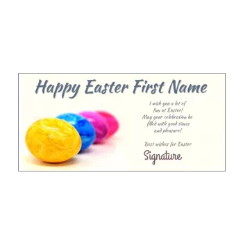 card wishes easter party blue egg mauve yellow 