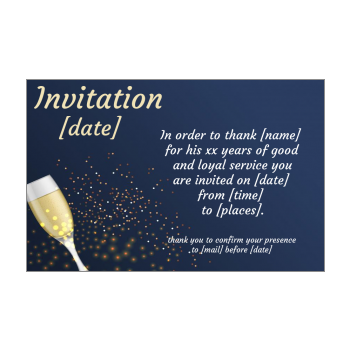 Card Invitation Retirement Champagne Blue Elegant Free Template Card 2656