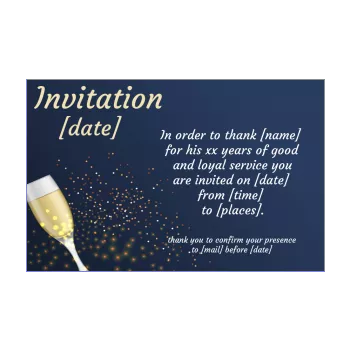 card invitation retirement champagne blue elegant alcohol 