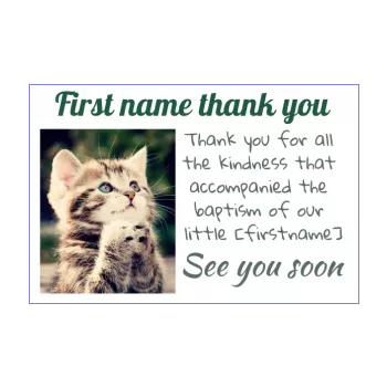 funny card thanks baptism cat green thank you animals 