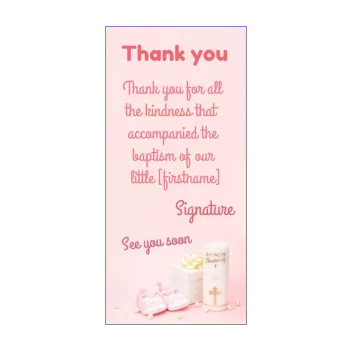 card thanks baptism gift candle rose shoe thank you 