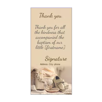 card thanks baptism brown shoe thank you 