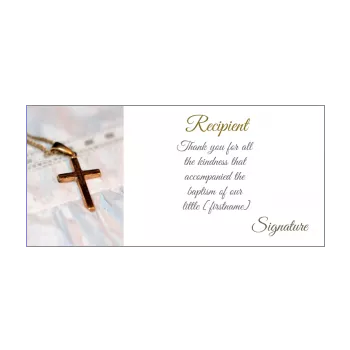 card thanks baptism cross thank you white 