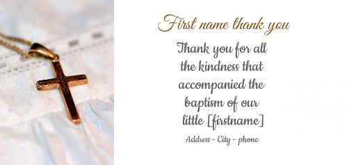 Card Thanks Baptism Cross Thank free template
