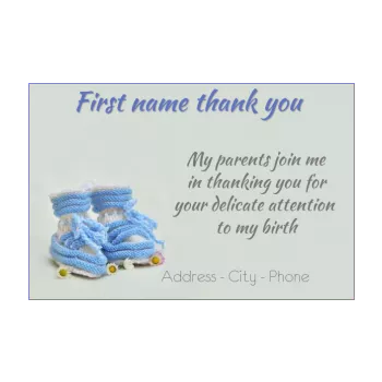 card thanks birth baby blue shoe thank you 