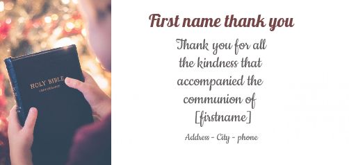 Card Thanks Communion Book God free template