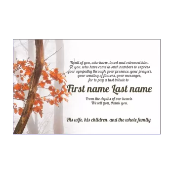 card thanks death condolences autumn orange thank you tree 